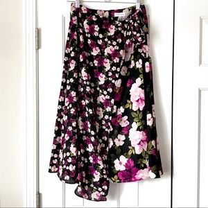 Calvin Klein purple floral wrap skirt